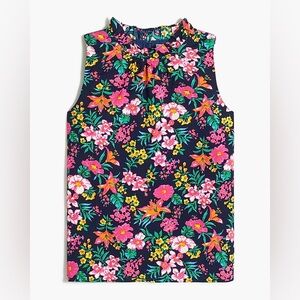 J.Crew Navy Floral Sleeveless Blouse Women’s Medium | Workwear Office Top Tank